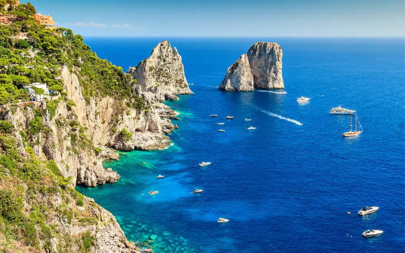 Faraglioni cliffs panorama,and the Tyrrhenian sea