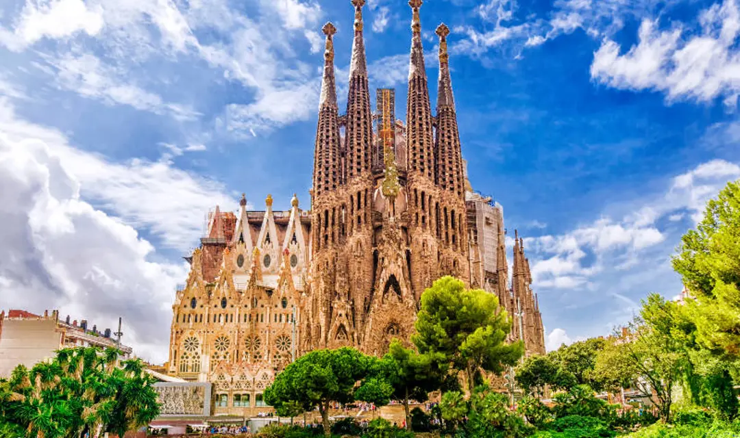 A view of the Sagrada Familia in Barcelona, Spain