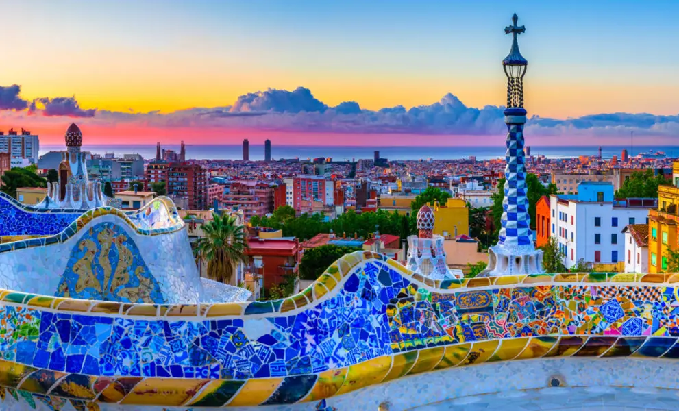 Famous Barcelona Buildings - panoramic view